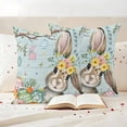 thumbnail image 3 of Turquoise Easter Bunny Outdoor Waterproof Pillow Covers, Spring Easter Eggs Floral Wooden Decorative Square Throw Pillowcase Sofa Cushion Sham for Patio/Couch/Chair, 18"x18" 2 Pack, 3 of 8