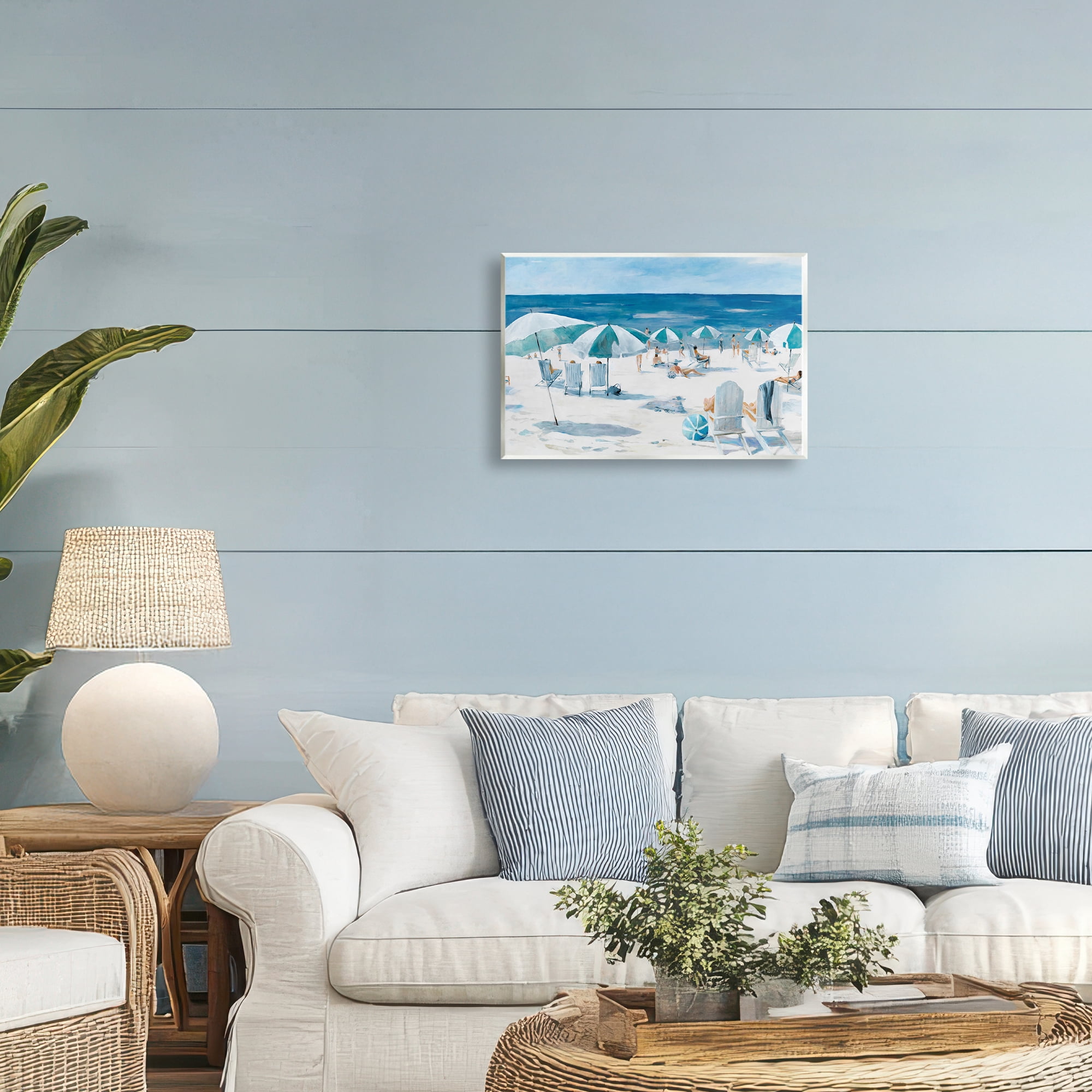 Stupell Industries Umbrella Beach Coastal Scene Wall Plaque Art, design by Lorenzo Collective