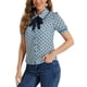 thumbnail image 4 of BLUSA DE LUNARES PARA MUJER INSPIRE CHIC CON CUELLO PETER PAN Y MANGA ABULLONADA, CAMISA VINTAGE TALLA L AZUL CLARO, 4 of 6