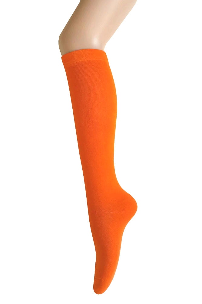 Halloween Solid Orange Color Knee High Velma Costume Socks