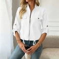 thumbnail image 4 of Women's Sports Jacket Baeitkot Women's Solid Color Casual Stand Collar Long Sleeved Outdoor Sports Zipper Jacket with Pockets White S, 4 of 9