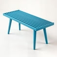 thumbnail image 3 of Mid-Century Modern Twin-Size Bench, Teal, 3 of 5