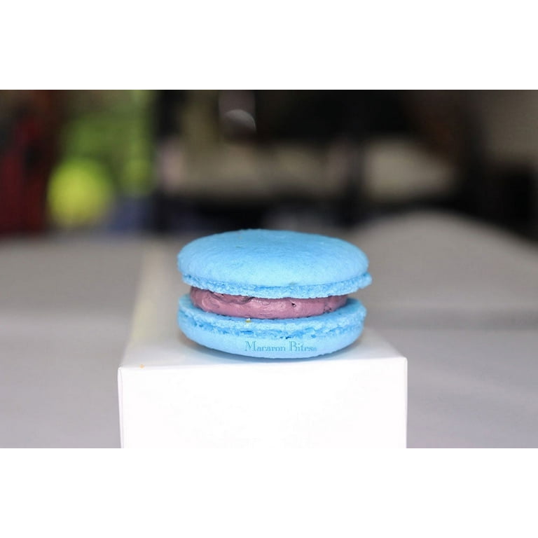 Gourmet French Macarons Gift Box - Blue & White, 12-Piece, Blueberry & Vanilla Flavors