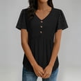 thumbnail image 6 of YUGYXL Womens Summer Tops Babydoll Short Sleeve Shirts Button Down Lace Sleeve Peplum Tunic Tops V Neck T Shirt Black XXL, 6 of 9