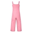 thumbnail image 3 of Bbyeadc Rompers for Women Sleeveless Linen Adjustable Straps Overalls Long Wide Leg Jumpsuits Casual Summer Beach Rompers with Pockets,Pink (XXL), 3 of 4