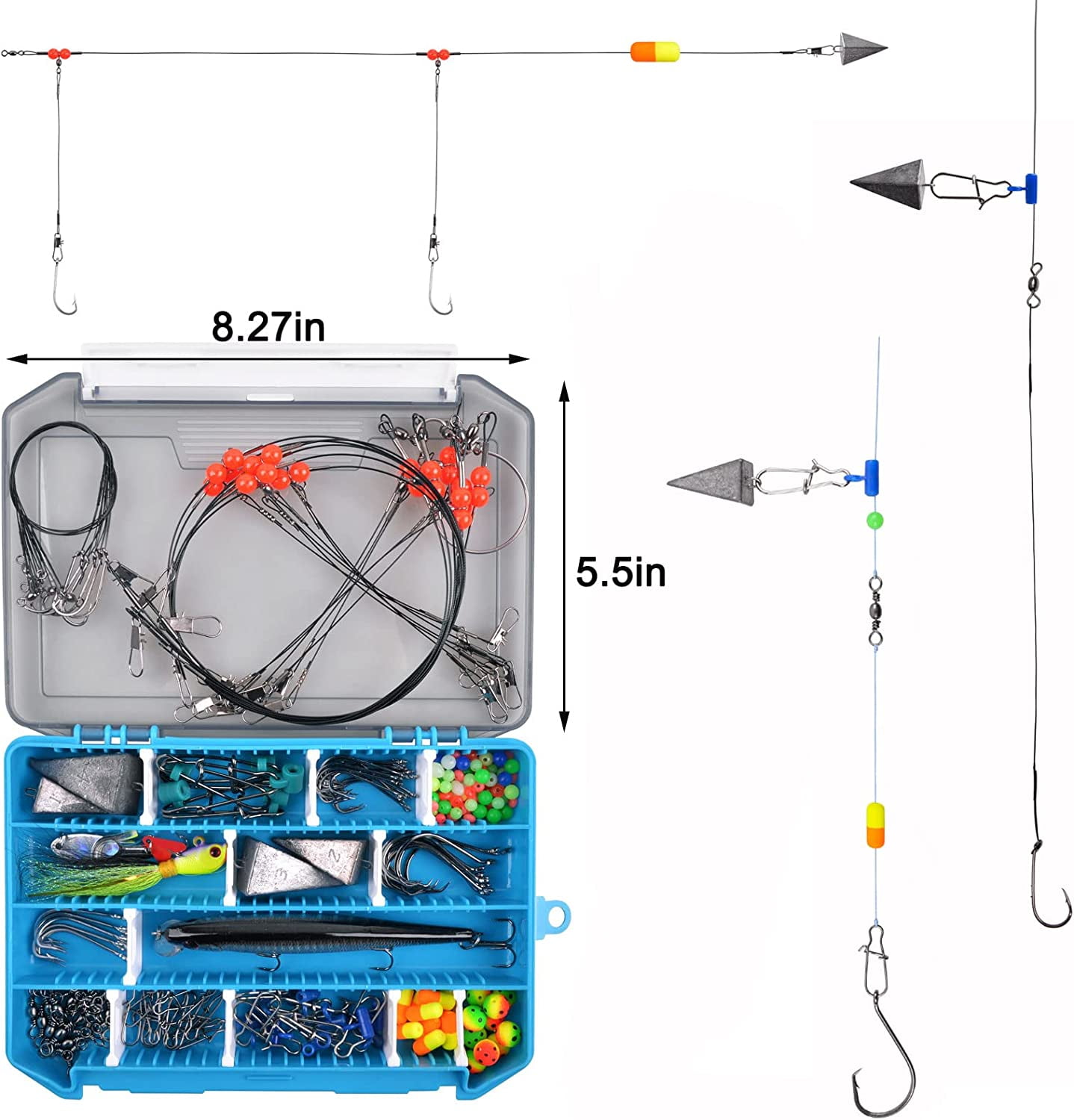 VanRolldex Surf Fishing Tackle Kit with Fishing Hooks Swivels