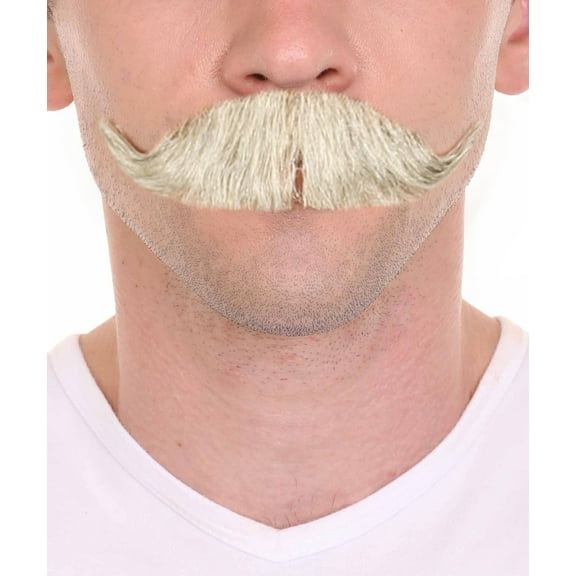 HPO | Adult Men's Handlebar Style Mustache Set | White Cosplay Facial Hair|