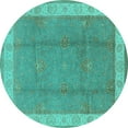 thumbnail image 1 of Ahgly Company Indoor Round Oriental Turquoise Blue Traditional Area Rugs, 6' Round, 1 of 4