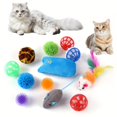 thumbnail image 2 of FNNMNNR Interactive Cat Toy Bundle with Diverse Textures - Plastic Cat Teaser Balls  Bell Rattle Toys  Fluffy Mouse  Claw Mat - Durable  Non-Battery Assorted Pet Play Set for Cats Enterta, 2 of 7