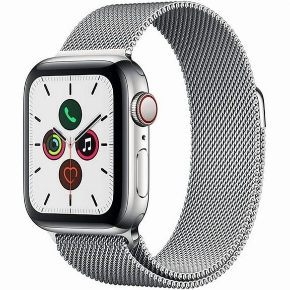 Restored Apple Watch Series 5 GPS   Cellular, 40mm Stainless Steel Case with Stainless Steel Milanese Loop (Refurbished)