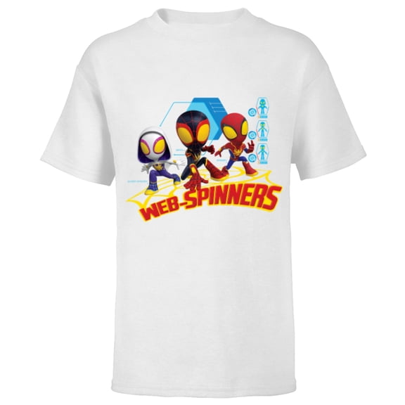 Marvel Spidey and His Amazing Friends Web-Spinners Data - Short Sleeve T-Shirt for Kids - Customized-White