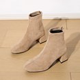 thumbnail image 6 of Minimalist French Style Square Toe Booties Women's Stretch Suede Back Zipper Chunky Block Heel Slim Fit Elegant Short Ankle Boots For Dating And Daily Wear, 6 of 8
