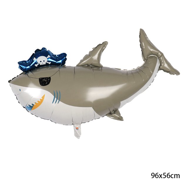 Globo pirata de dibujos animados para niños, decoración de fiesta de cumpleaños, Baby Shower, tema pirata, tiburón de Halloween, suministros(shark