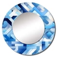 thumbnail image 2 of Designart "Striped Symmetry In Blue And White" Geometric Round Mirror Wall Decor Modern - Large Blue Round Bathroom Mirror - Round Mirror - 29" x 29", 2 of 6