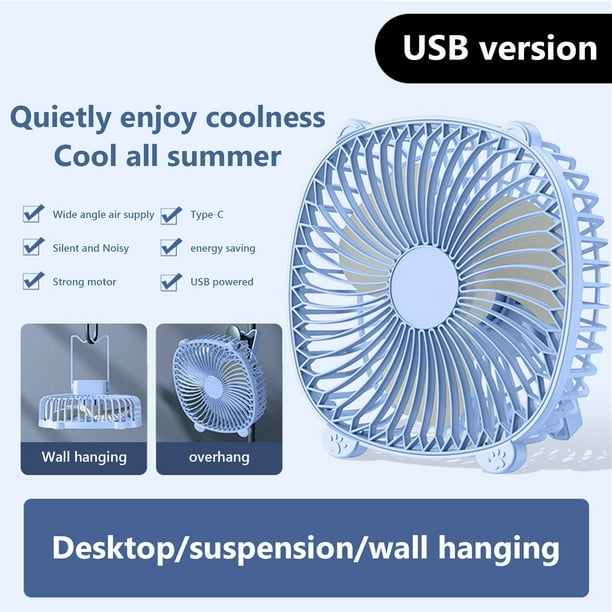 Ventilador portátil de escritorio para dormitorio, silencioso, pequeño, USB, multifuncional