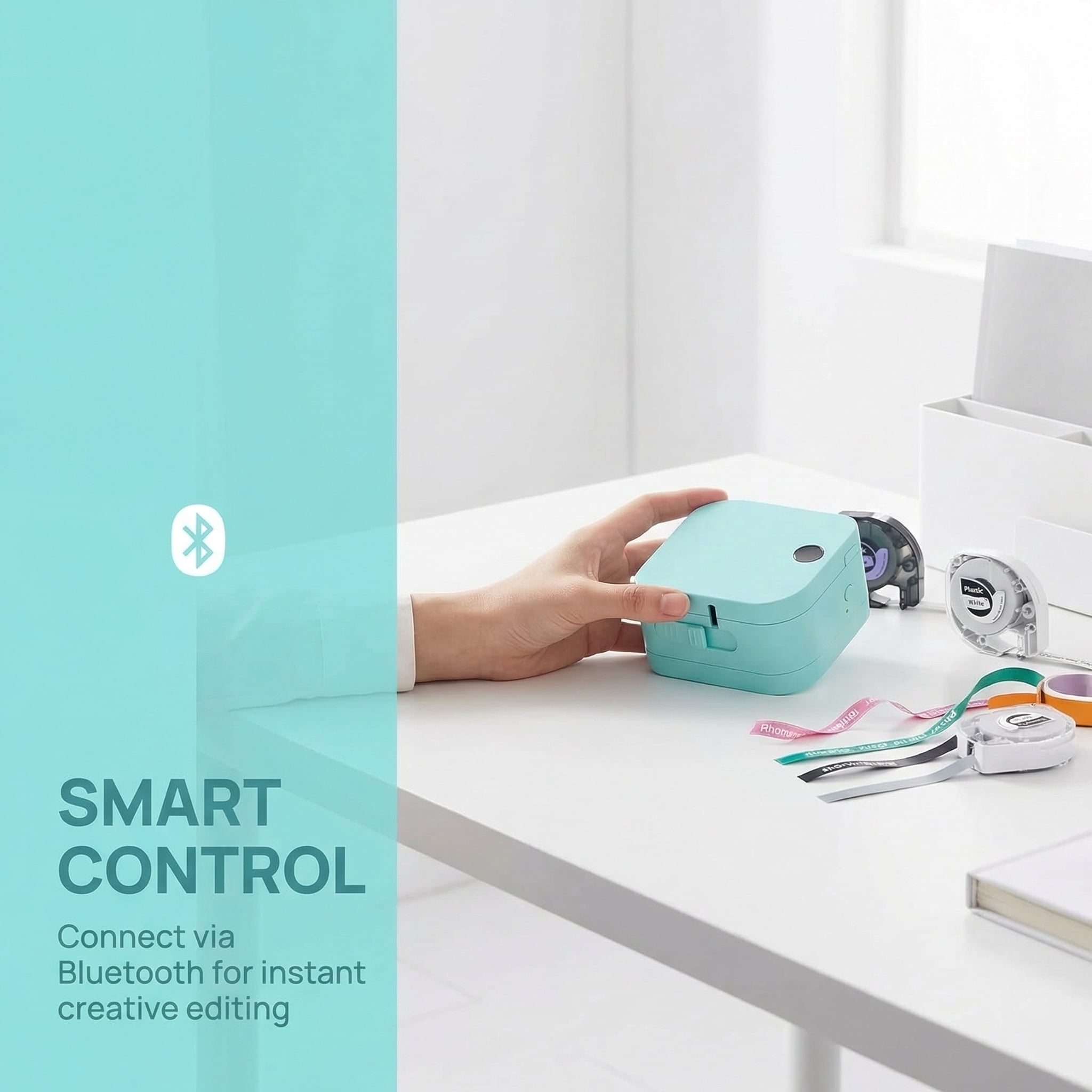 Phomemo P12 Portable Bluetooth Label Maker Machine with Tape Handheld Built-in Cutter Small Label Maker- Effortlessly Organize and Personalize Labels for Home, Office, and On-the-Go(Green)