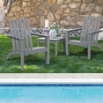 thumbnail image 3 of Patiojoy 3PCS Patio Adirondack Chair Side Table Set Solid Wood Garden Deck Bistro Set Classic Furniture Chair Set Grey, 3 of 10