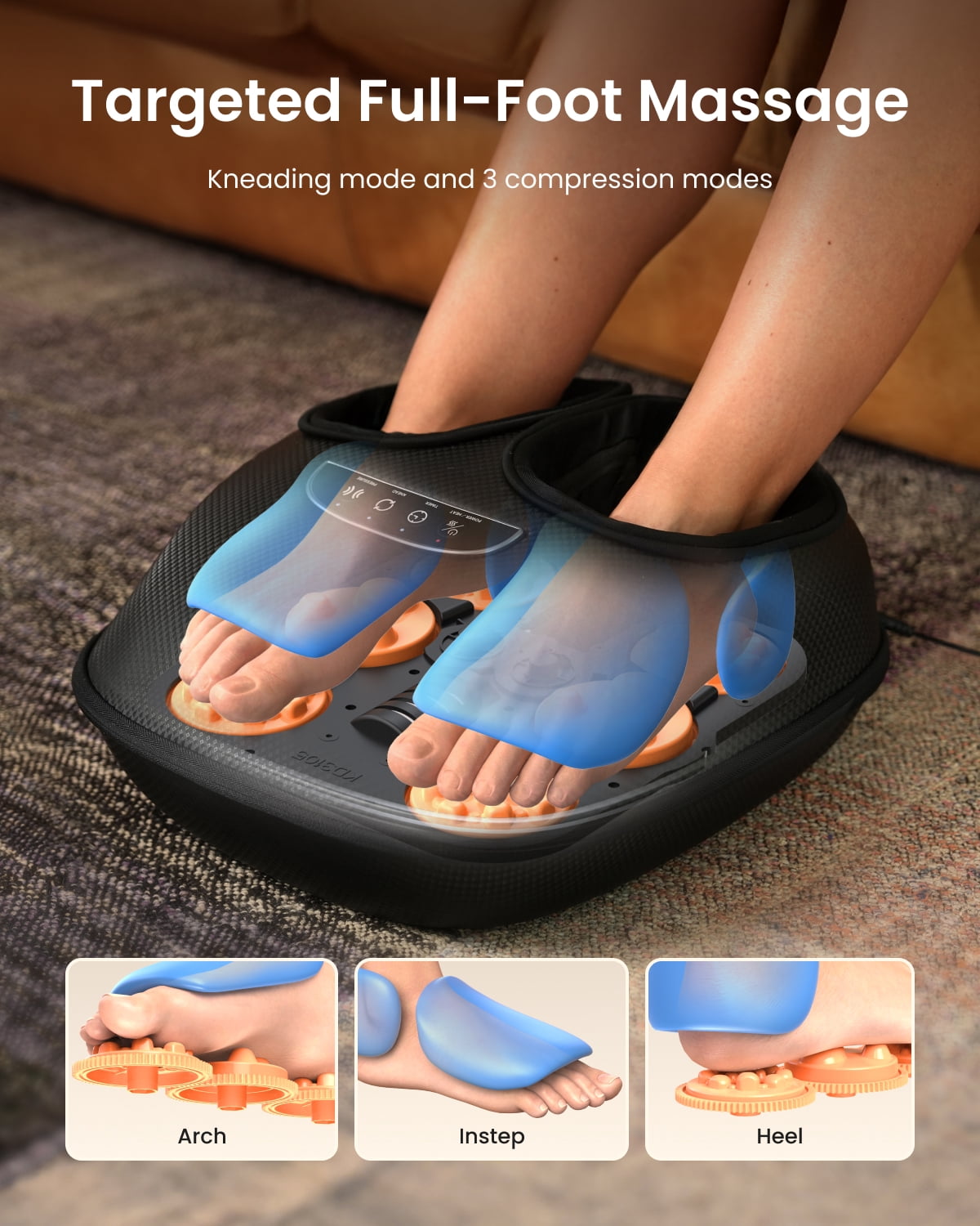 RENPHO Foot Massager with Heat, Deep Kneading Shiatsu Foot Massage for Plantar Fasciitis Neuropathy with 3 Air Compression, Valentines Gifts for Women