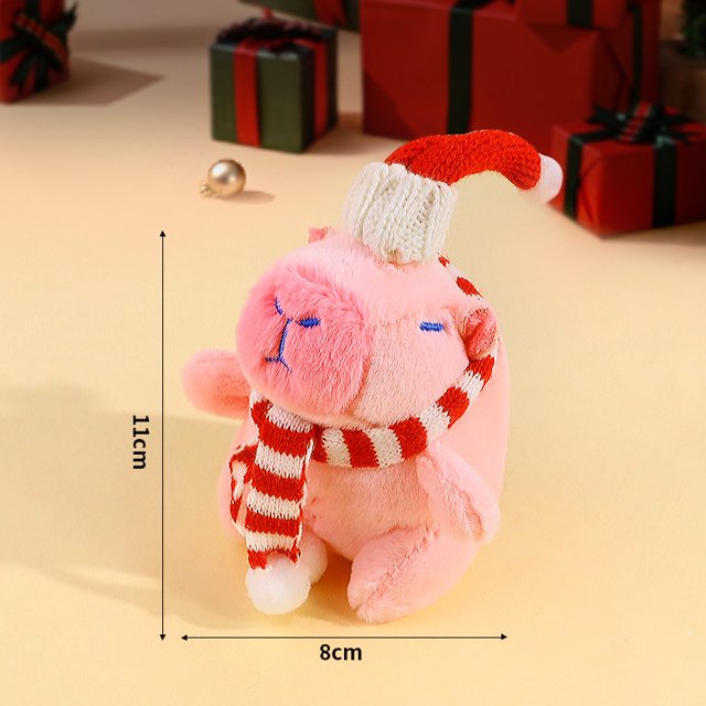 Llavero de peluche de capibara de 11 cm con colgante de simulación de animales de peluche kawaii, muñeco de peluche suave, colección de regalos de Navidad, juguete para niños