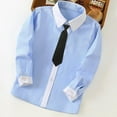 thumbnail image 4 of CYRBOKO Boys Button Down Shirts with Tie, Cotton Back-to-school Formal Long Sleeve School Uniform Shirts Black Size 5-6 T, 4 of 8