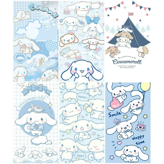 6PCS Cute Posters with Cinnamoroll Theme for Bedroom Wall Decoration (8X10 in) Unframed.