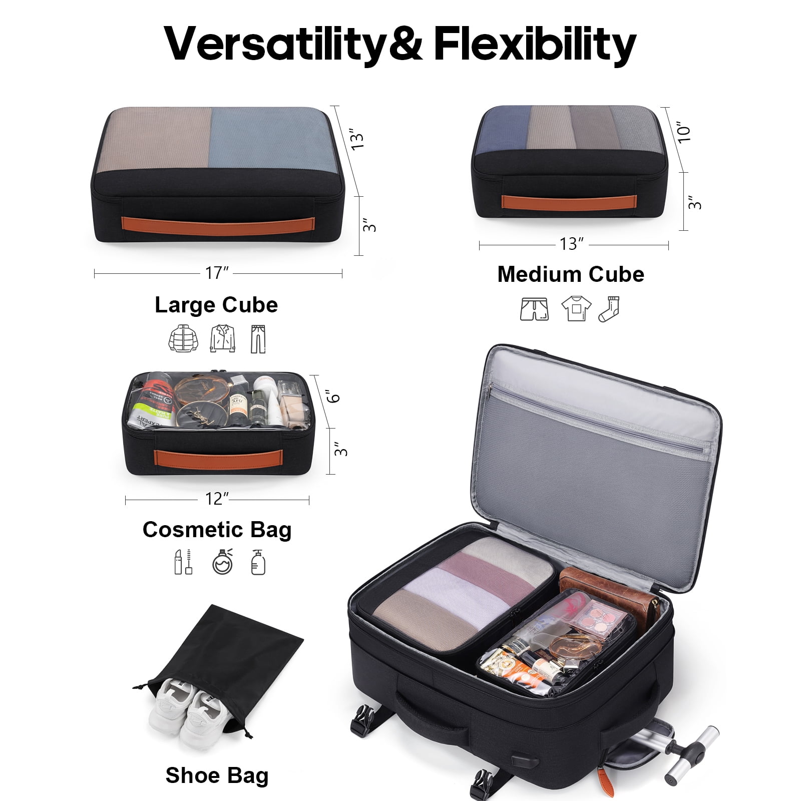 UKEIN Rolling Backpack for Adults Backpack with Wheels with USB Charging Port & Combination Lock Roller Backpack with Packing Cubes and Shoe Pocket