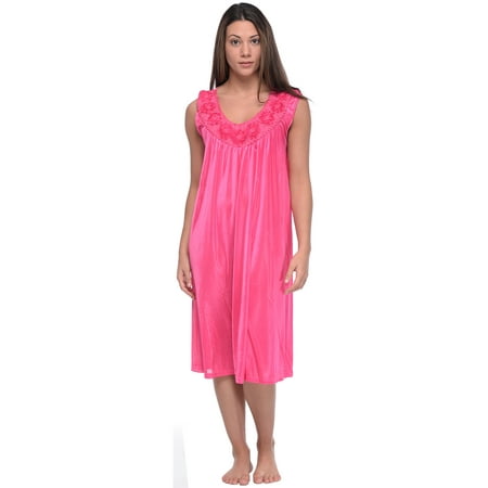 

Casual Nights Women s Sleeveless Flower Satin Nightgown