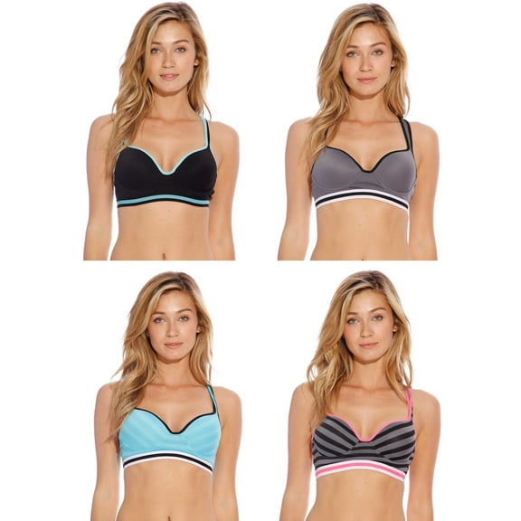 Just Intimates Racerback Sports Bra / Bras for Women (Pack of 4) (Pack 1, 34C)