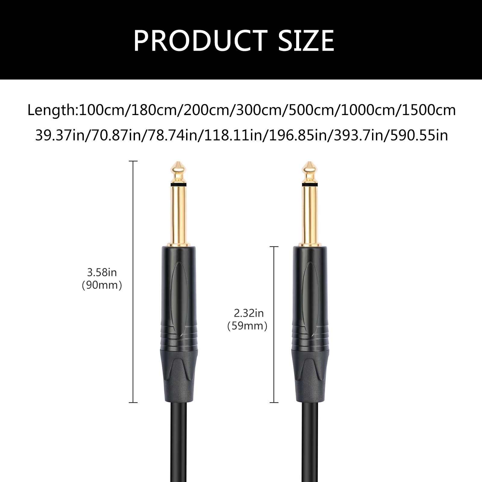 1/4" Male To Male Guitar Cable 1/4inch Guitar Instrument Cable For Electric Guitars And PA Systems Signals Transmission