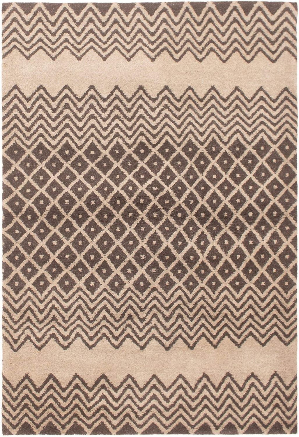 ECARPETGALLERY 5'5" x 8'0" Moroccan Tangier Hand-knotted Area Rug for Living Room, Dining Room and Bedroom in Brown