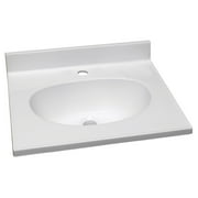 Design House 554626 Cultured Marble Single Faucet Hole Vanity Top 19x17, Solid White