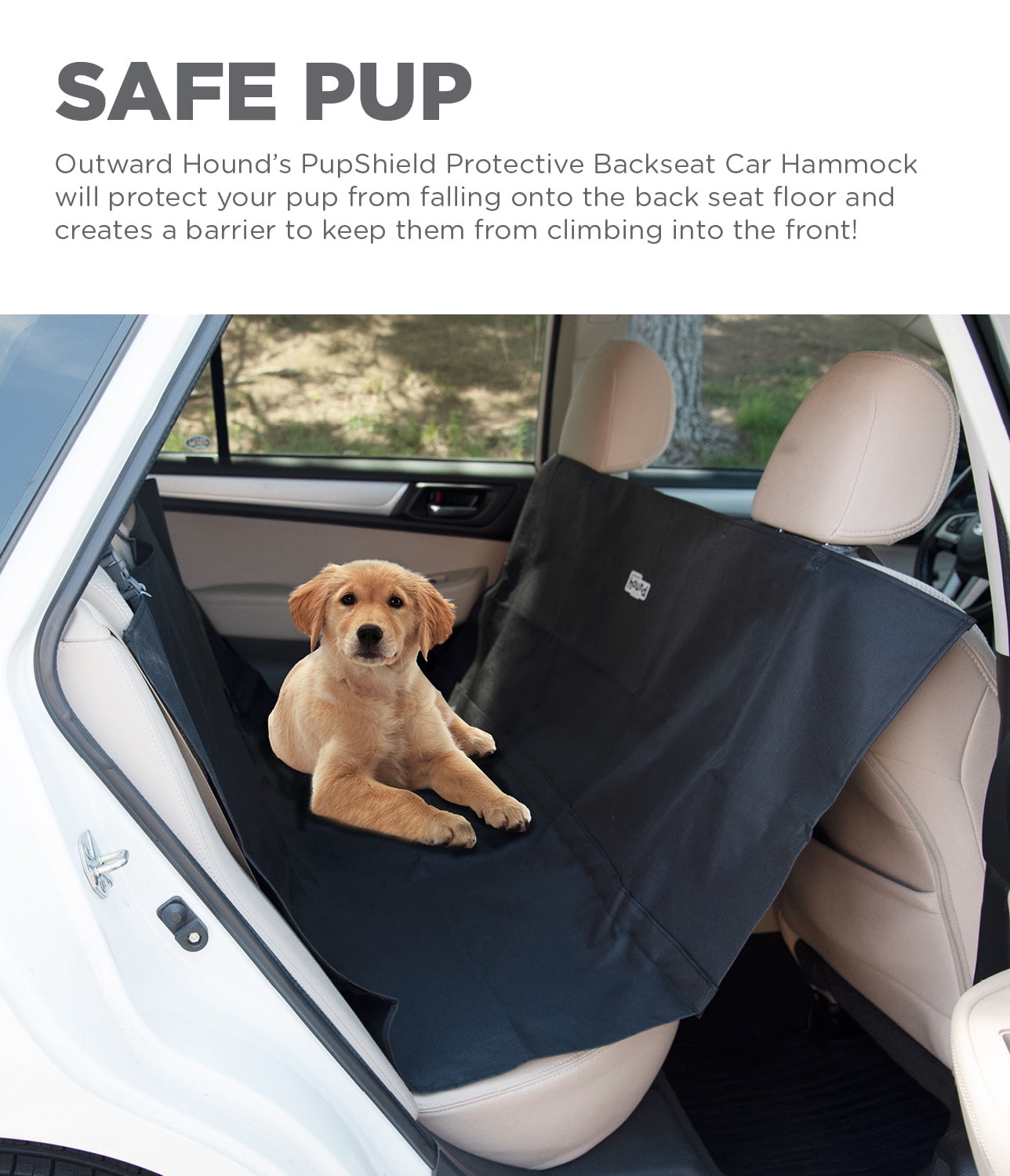 Outward Hound PupShield Protective Backseat Car Hammock for Pets with Seat Anchors