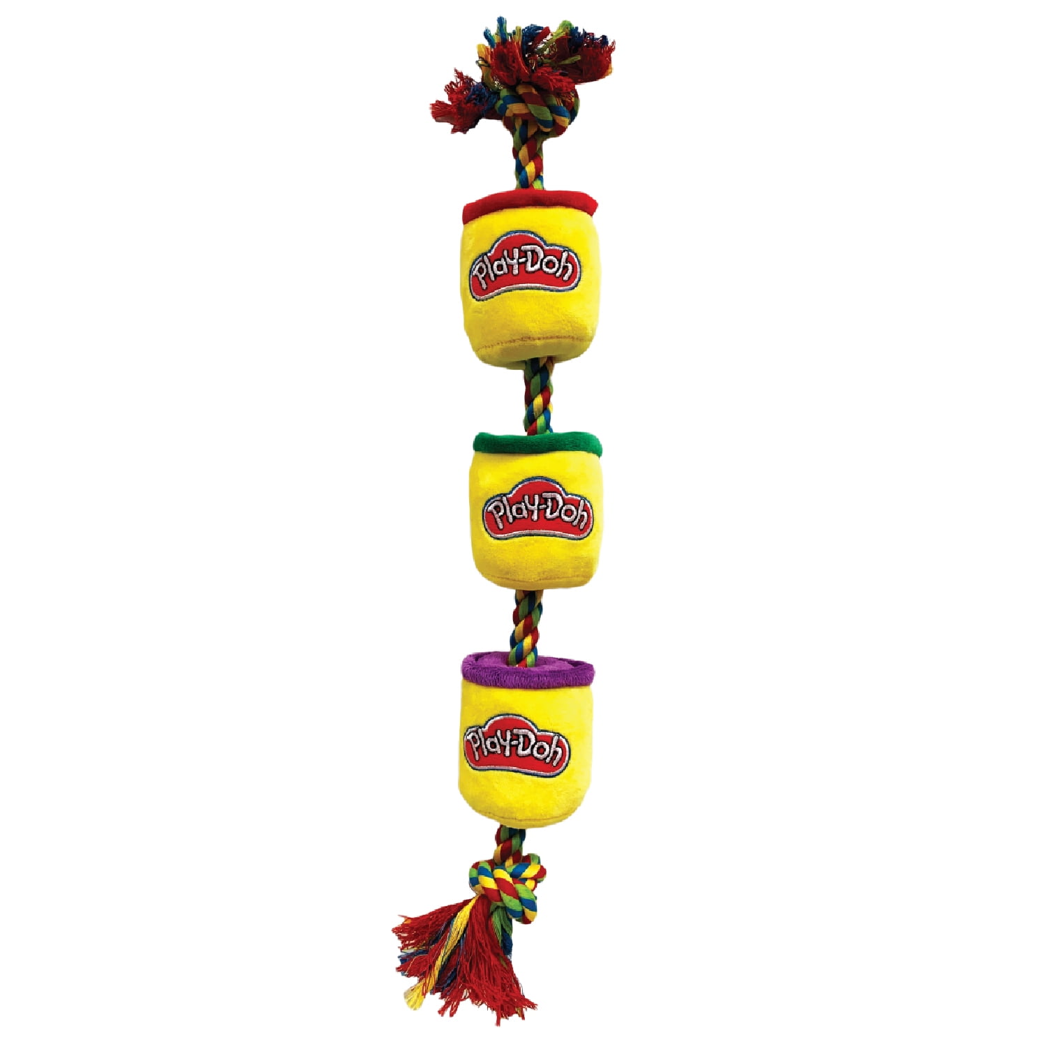 Hasbro Play-Doh Plush Rope Tug Dog Toy, Squeak & Crinkle, 18 inches, Multicolor