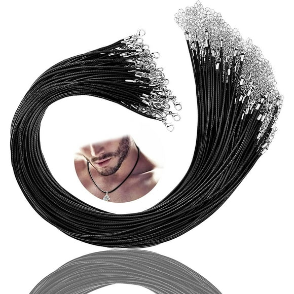 EcoNesxp Black Necklace Cord with Lobster Clasp DIY 40pcs Black Necklace Cord 2mm Bracelet Necklace Pendant Necklace Leather Braided Cord