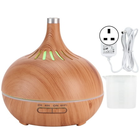 

400ml Aroma Diffuser WIFI Control Wood Grain Aromatherapy Humidifier Colorful Night Light 100-240VUK Plug