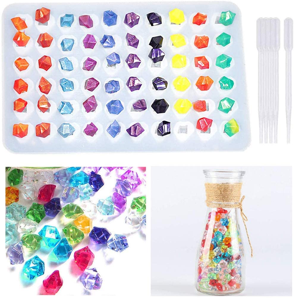 Super Glossy Silicone Mold 60 Cavities for Mini Gems 3D Diamond Gem