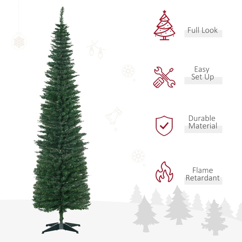 Alvantor Christmas Tree Unlit Pencil with 499 Tips, Slim Holiday Decor 21.75"x21.75"x84" 7ft Green