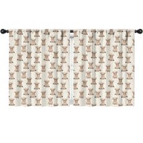 Blackout Kids Curtains,Beige Highland Cow Pattern Childrens Insulated Curtains Set Of 2,Bedroom Essentials,Toddler Room Decor 52"x63"