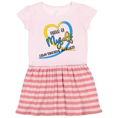 

Inktastic Proud of Myself Down Syndrome Awareness Heart Ribbon Gift Toddler Girl Dress