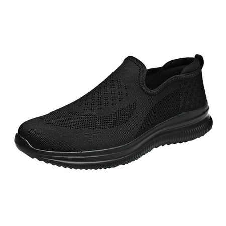 XDDST Mens Slip On Shoes Casual Fashion Men Mesh Mountaineering Casual Sport Shoes Lace Up Solid Color Running Breathable Soft Bottom Sneakers