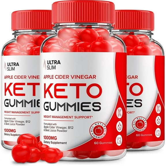 3 Pack Ultra Slim Keto ACV Gummies - Official - Keto Ultra Slim ACV Advanced Formula Plus Apple Cider Vinegar Dietary Supplement B12 Beet Root Juice Men Women 180 Gummies