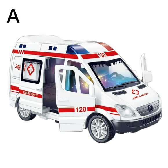 Ambulance Vehicles Car Model Car Toy for Kids, Simulation Sound and Light= M0M0