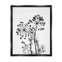 Stupell Industries Varied Botanical Herbs Casual Wildflower Birch Pattern Graphic Art Jet Black Floating Framed Canvas Print Wall Art, Design by Lettered and Lined