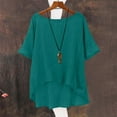 thumbnail image 2 of ZHENHONG T Shirts for Women,Plain Casual Short Sleeved Loose Blouses Comfortable Flutter Sleeve Cocoon Shirts,Green Women Blouses, 2 of 4