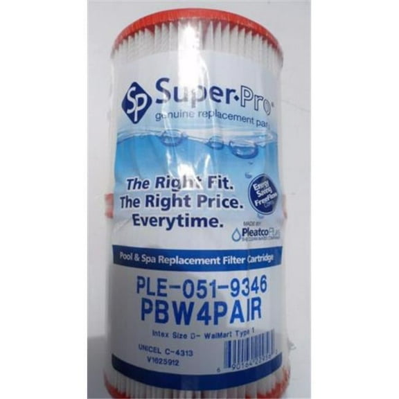 Super-Pro PBW4PAIR SPG 3 oz 3.75 in. 6 sq ft. Replacement Filter Cartridge for Intex Sand-N-Sun D Wal Mart Simple Set Type 1, Aqua Leisure Size 1