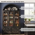 thumbnail image 3 of DTTRA 72.8" Tall Arched Kitchen Pantry Cabinet with 3 Glass Doors and 4 Drawers, Black, 3 of 8