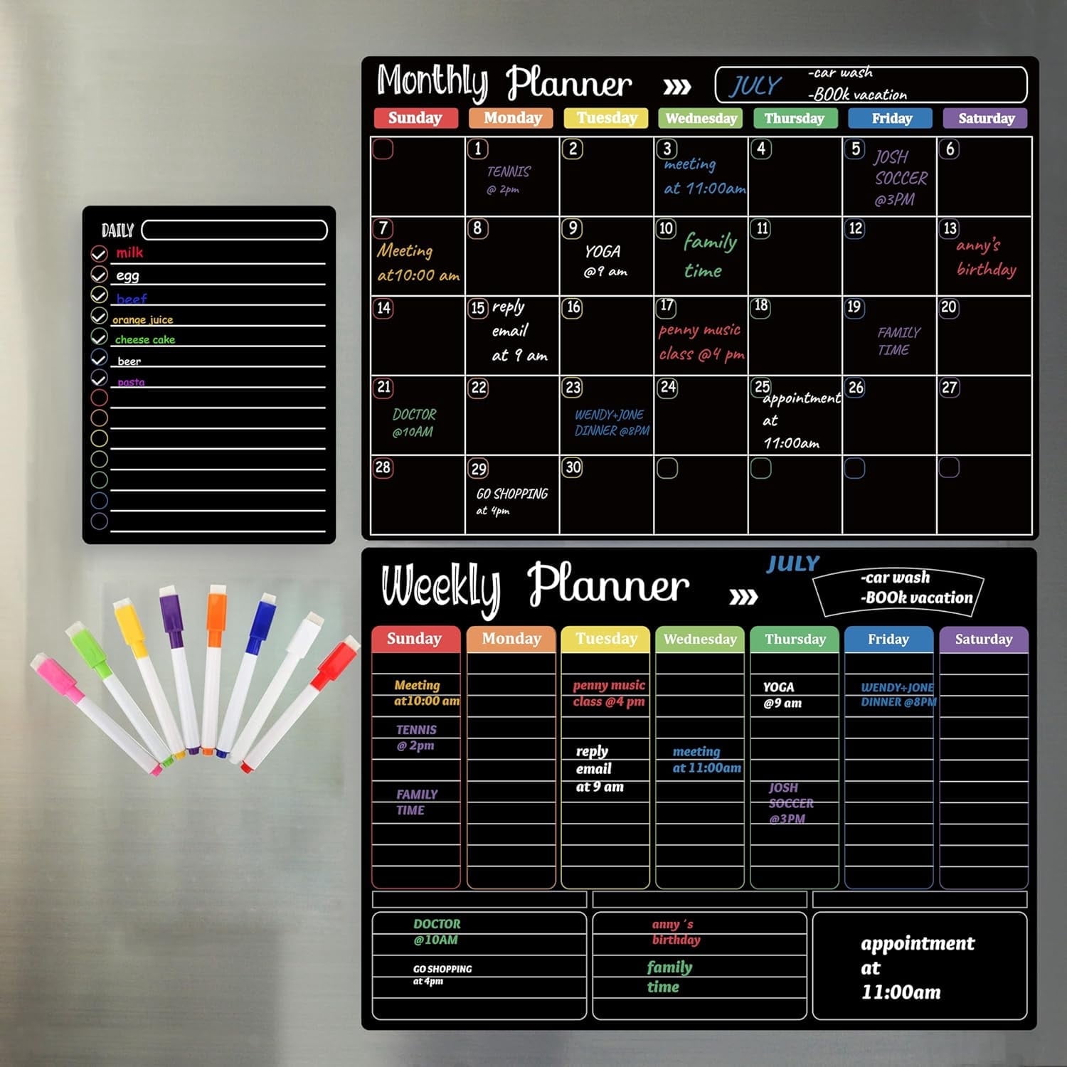 Hivillexun 3-Piece Magnetic Calendar Set with Markers photo 1