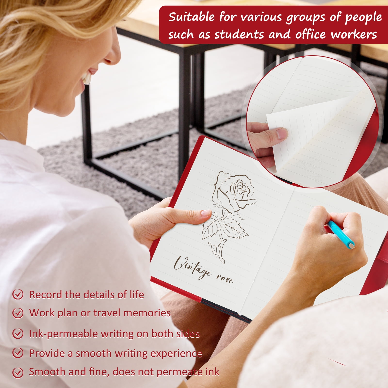 Wekvgz 2Pcs PU Leather Cover Lockable Journal for Writing Travel Journal Vintage Locking Notebook 224 Pages Thick Personal Locking Diary With Combination Passwords for Student Office Staff