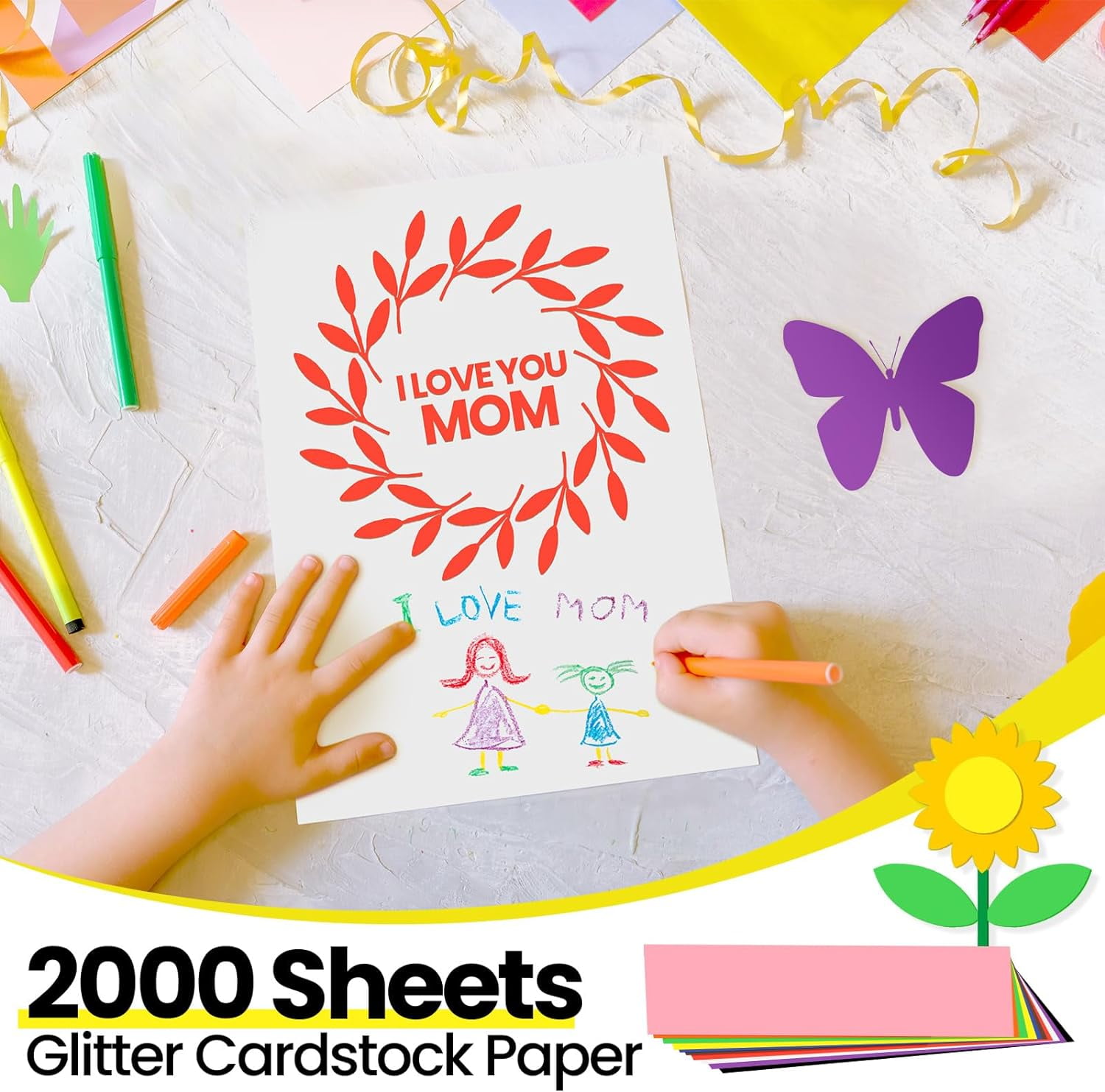 1500 Sheets Construction Paper Bulk, 11.4'' x 7.9'' Lightweight Art Supplies Assorted Colors Construction Paper for Drawing Decor, DIY Craft, Office Printing, 10 Colors