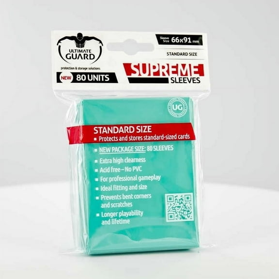 Supreme Soft Sleeves Turquoise 66mm x 91mm Pack of 80 Sleeves Ultimate Guard